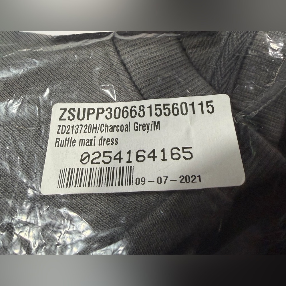 REVOLVE Z Supply NWT Ruffle Henley Maxi Dress Charcoal Gray Long Sleeve, Medium. - Picture 12 of 14